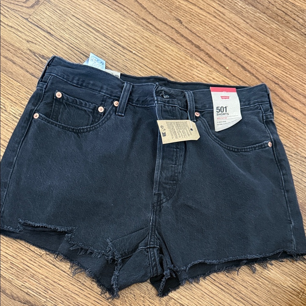 Levi's Black High-Rise Cutoff Jean Shorts